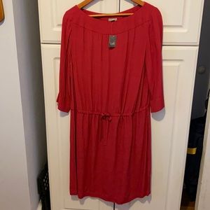 NWT J.Jill Size Petite Large Red Drawstring Dress